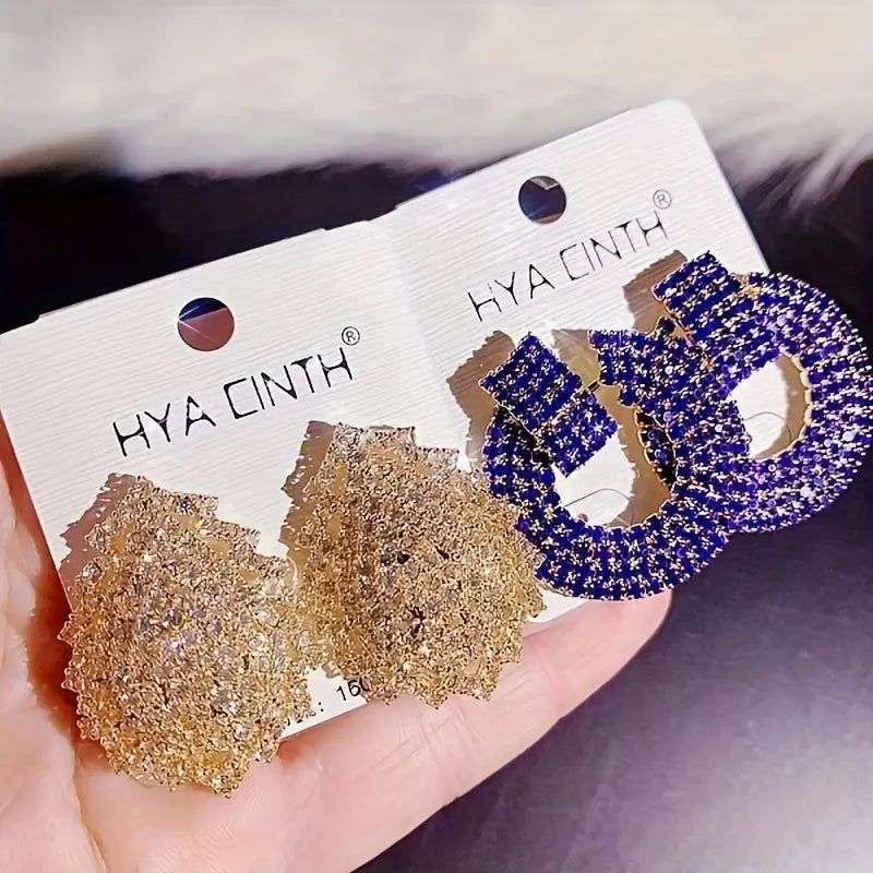 10 Pairs Random Mixed Shiny Zircon Decor Dangle Earrings Simple Luxury Style Zinc Alloy Jewelry Gift For Friends
