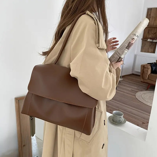 Fashion Vegan Shoulder Bag, Trendy Solid Color Underarm Bag, Women's Casual Handbag & Purse