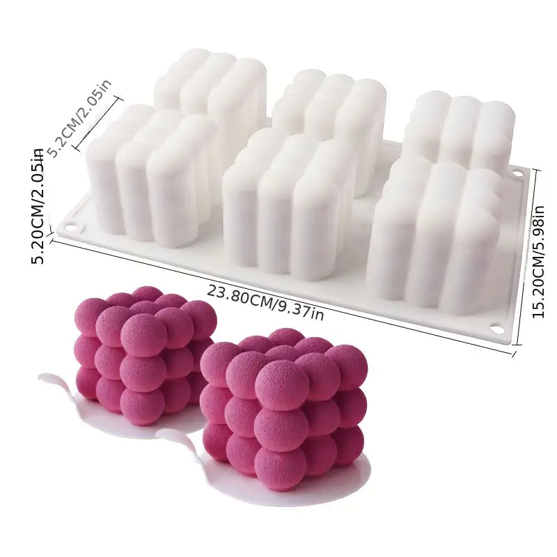 1pc 6-Cavity Bubble Silicone Baking Mold for Mousse Cake, Candle Making, French Desserts, Pastry, Chocolate, Pudding, Jelly, Cheesecake, and Ice Cream - Non-Stick, Easy to Clean, and Durable