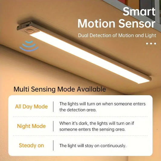 1pc Rechargeable Wireless Motion Sensor Cabinet Light - Perfect for Kitchen, Living Room, and Bedroom - Magnetic Design for Easy Installation - Available in 3 Sizes (7.8/11.8/15.7 Inches)