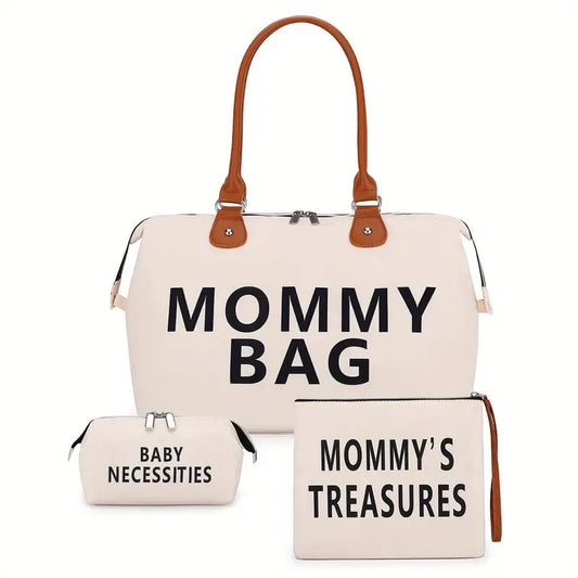 3pcs/set Large Capacity Waterproof Travel Mom Bag, Portable Maternity Bag, Bottle Insulation Bag, Mom Handbag, Halloween, Thanksgiving And Christmas Gift