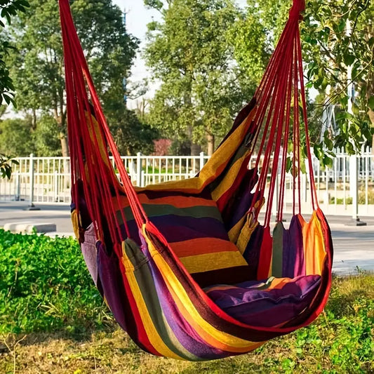 1pc Canvas Hammock Chair - Indoor/Outdoor Swing with Opp Sealed Bag - Garden Furniture for Leisure and Relaxation